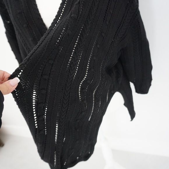 Cotton by Autumn Cashmere NWT Black Drape Duster Tiered Cardigan Sweater XL - Picture 3 of 8